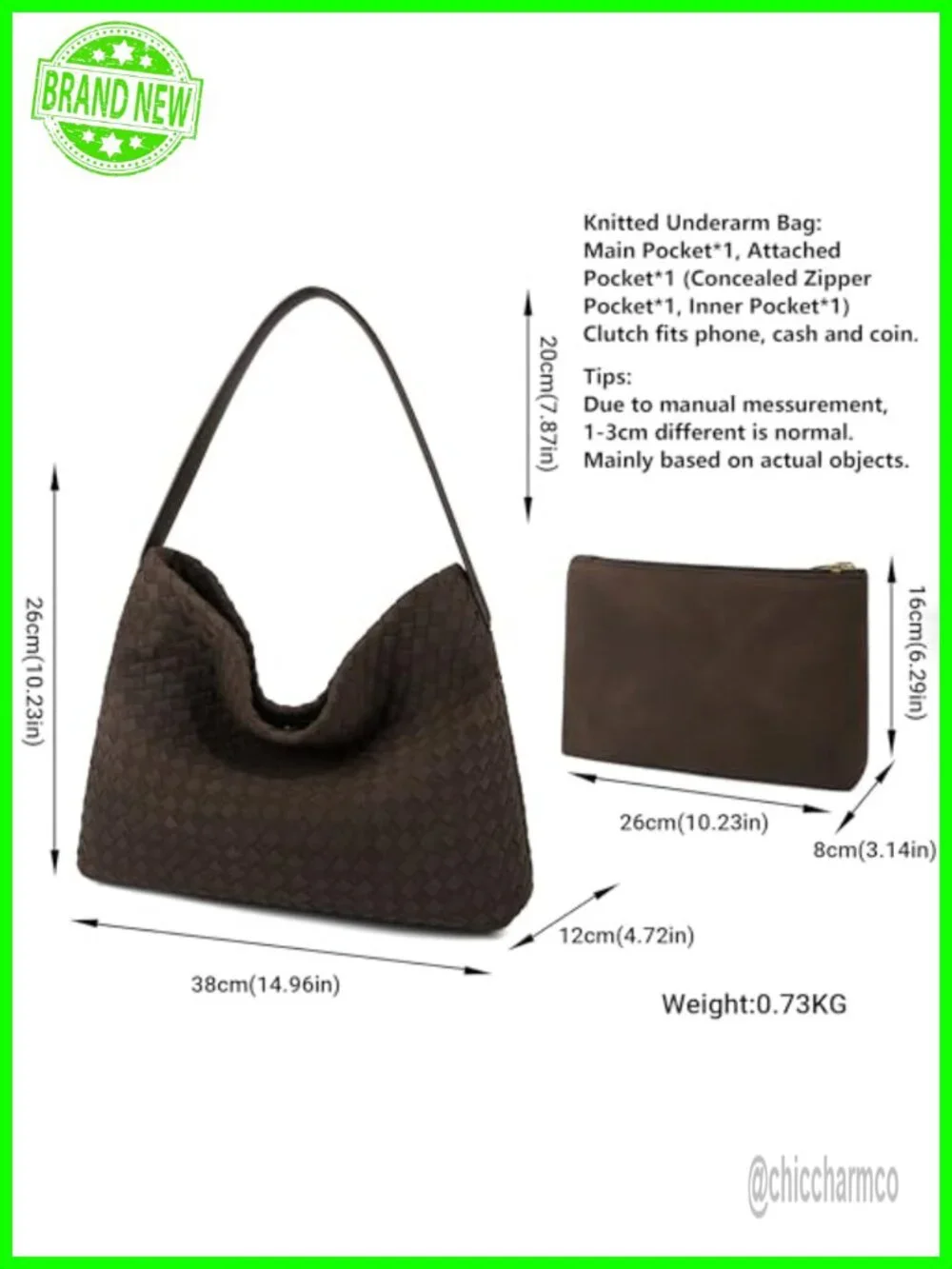 Vegan Leather Suede Woven Hobo Tote Bag with Top Handle Shoulder Strap